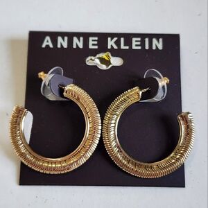 NWT Anne Klein Gold Hoop Stud Earrings